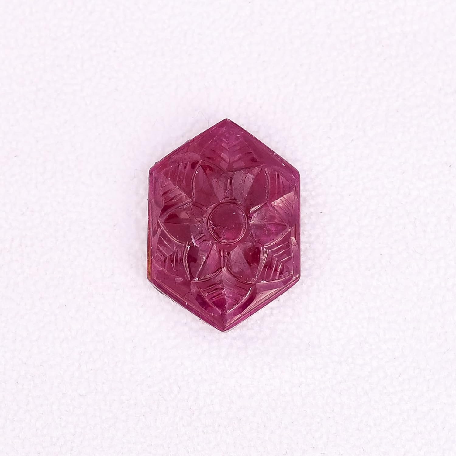 34.80 Ct Ruby Hand Carved Fancy Shape Loose Gemstone Flower Carved Cabochon For Making Pendant, Necklace Jewelry Designs