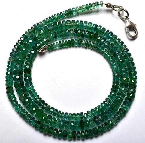 1 strand natural 20 inches stands agems natural emerald transparent faceted roundels beads necklace 3 to 5.5 mm size
