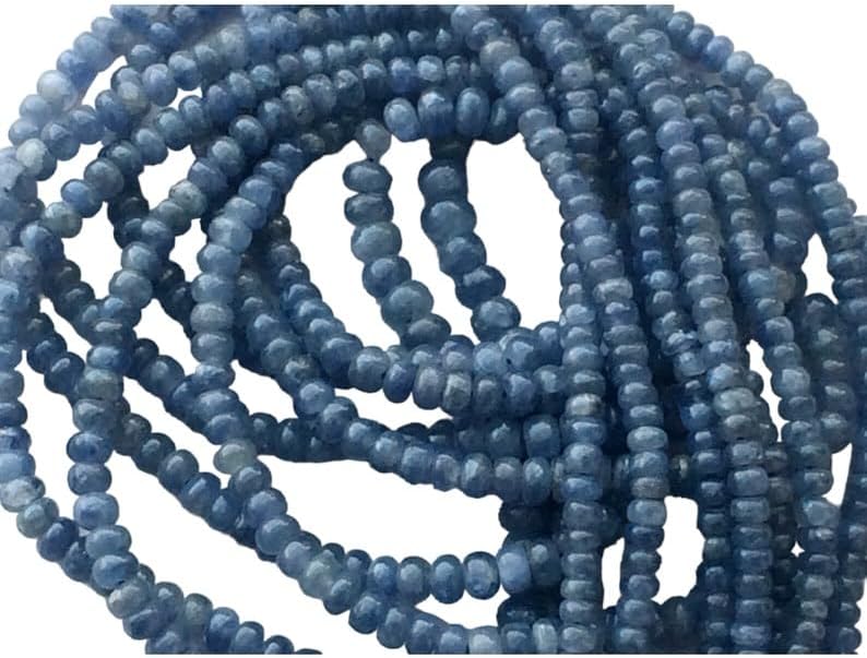 3-5mm Blue Sapphire Beads Plain Rondelle Beads, Blue Sapphire Beads, Sapphire For Necklace, Burma Sapphire Beads (8IN T0 16IN)-PGA2199