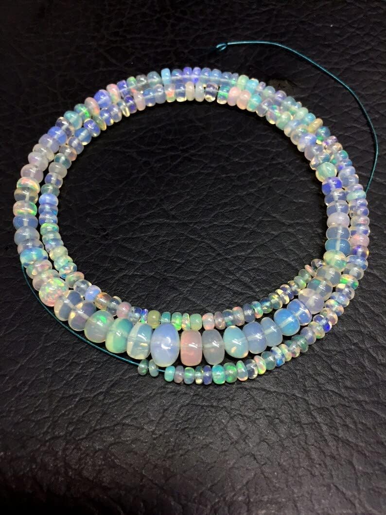 13 inch Strand of Natural gem Ethiopian Opal, 3-4mm rondelle Smooth Beads for DIY Jewelry Making. | Beads_03852