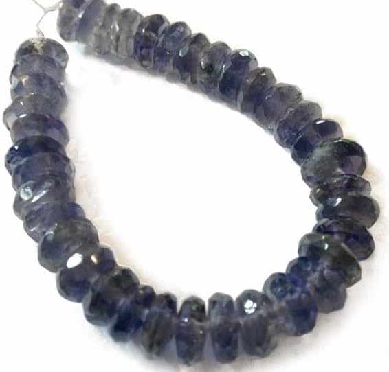 BEADS GEMSTONE 1 Strand Natural 8 Inch Long Long Large iolite micro-faceted rondelles. Approx. 7-7.25mm Code-HIGH-4337