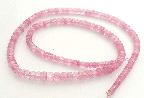 Pink Sapphire Faceted Beads,rondelles Beads, Very Nice Quality Sapphire Beads, 3 mm - 4.5 mm,15 Inch Long Strand[E1417] Code-HIGH-33145