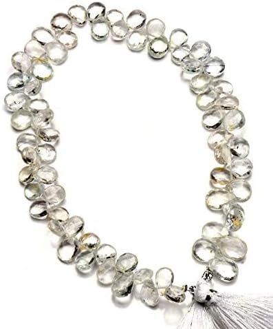 GEMZ 4 inch Strand of Natural White Topaz pear Shape Faceted Cut White Color briollete Beads for DIY Jewelry Making- Earring Necklace Bracelet.