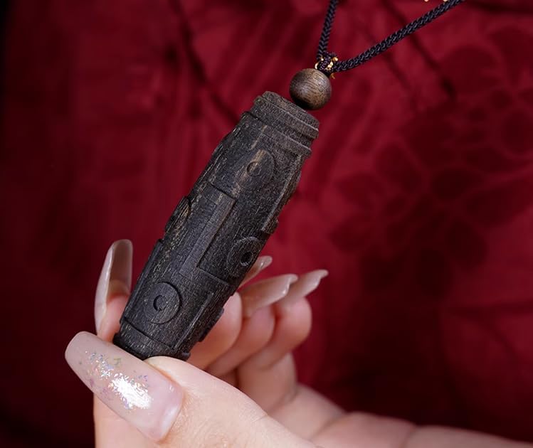 Agarwood Natural Vietnam Nha Trang Agarwood DZI Pendant Lucky Beads 60mm*20mm