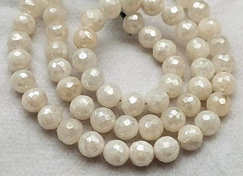 13 inch Strand of Natural gem Mystic silverite, 8mm Round Faceted Beads for DIY Jewelry Making. | Beads_05788