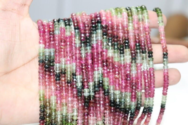 Multi Tourmaline Faceted Rondelle Beads 4-75-5 mm Tourmaline Rondelle Beads Wholesale Beads Excellent Cut for Making Jwelery