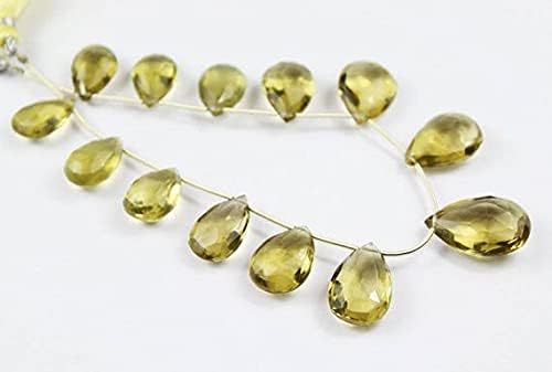 Natural Lemon Quartz Faceted Pear Drop Gemstone Craft Loose Beads Strand 7