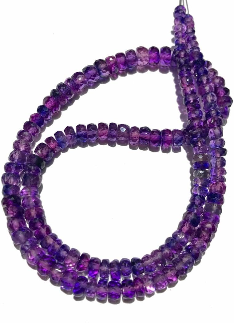 Natural Pinkish~Purple Sapphire roundelle facated Beads 4-6 MM 18 inch Long String Jewelry Making Gemstone Beads for Necklace Bracelet