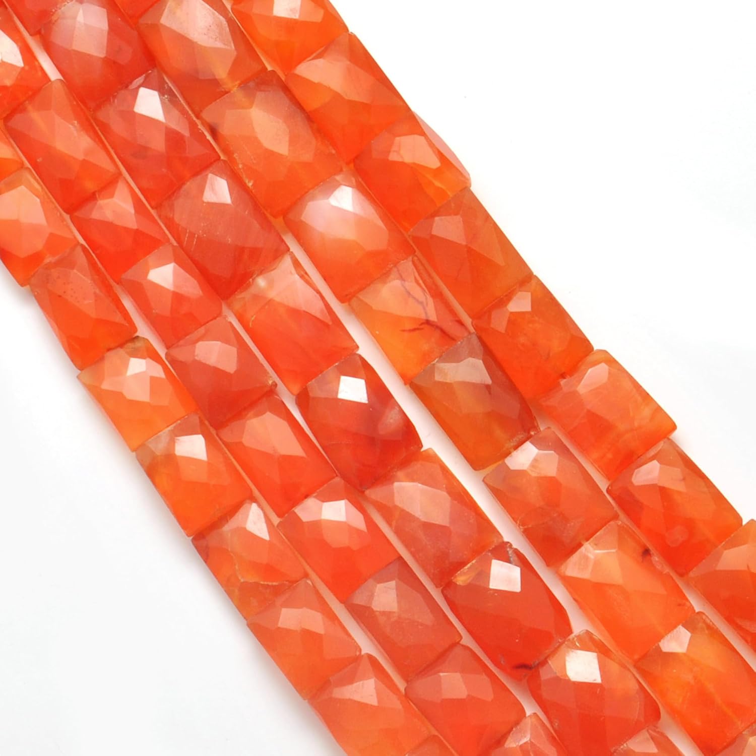 Kanika Creations Natural Carnelian Faceted Rectangle Beads 10 x 11 mm to 12 x 17 mm – 30 Pcs 16.5 Inch Strand, Smooth Orange Gemstones for DIY Jewelry Making