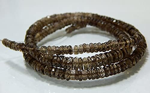 Smokey Quartz Faceted Tyre Beads Wheel Shape 4x7.8.mm 19