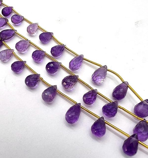 7.6 Inches Natural Amethyst Beads Size 5x8-6x11mm Shape Drop Cut Faceted Making, Beading & Craft Supplies lot of 10 Strands CHIK-STRD-94259