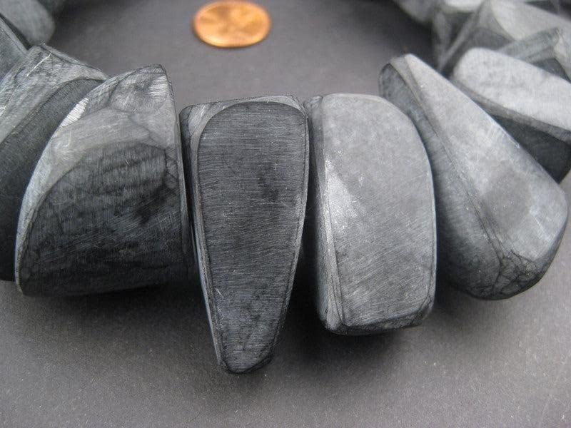 The Bead Chest Moroccan Charcoal Resin Chunk Beads 16mm Morocco African Black Unusual 17 Inch Strand Handmade