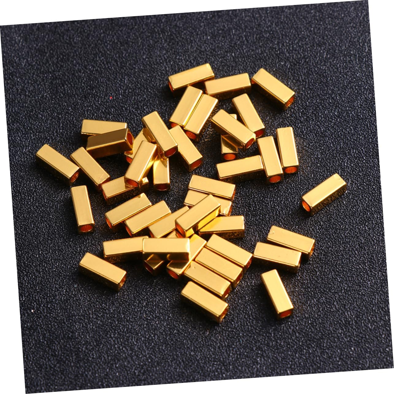 50pcs Necklace Bracelets Jewlery Charm Spacer Beads Metal Loose Beads Metal Shims Copper Tube Spacers (As Shown Size 1)