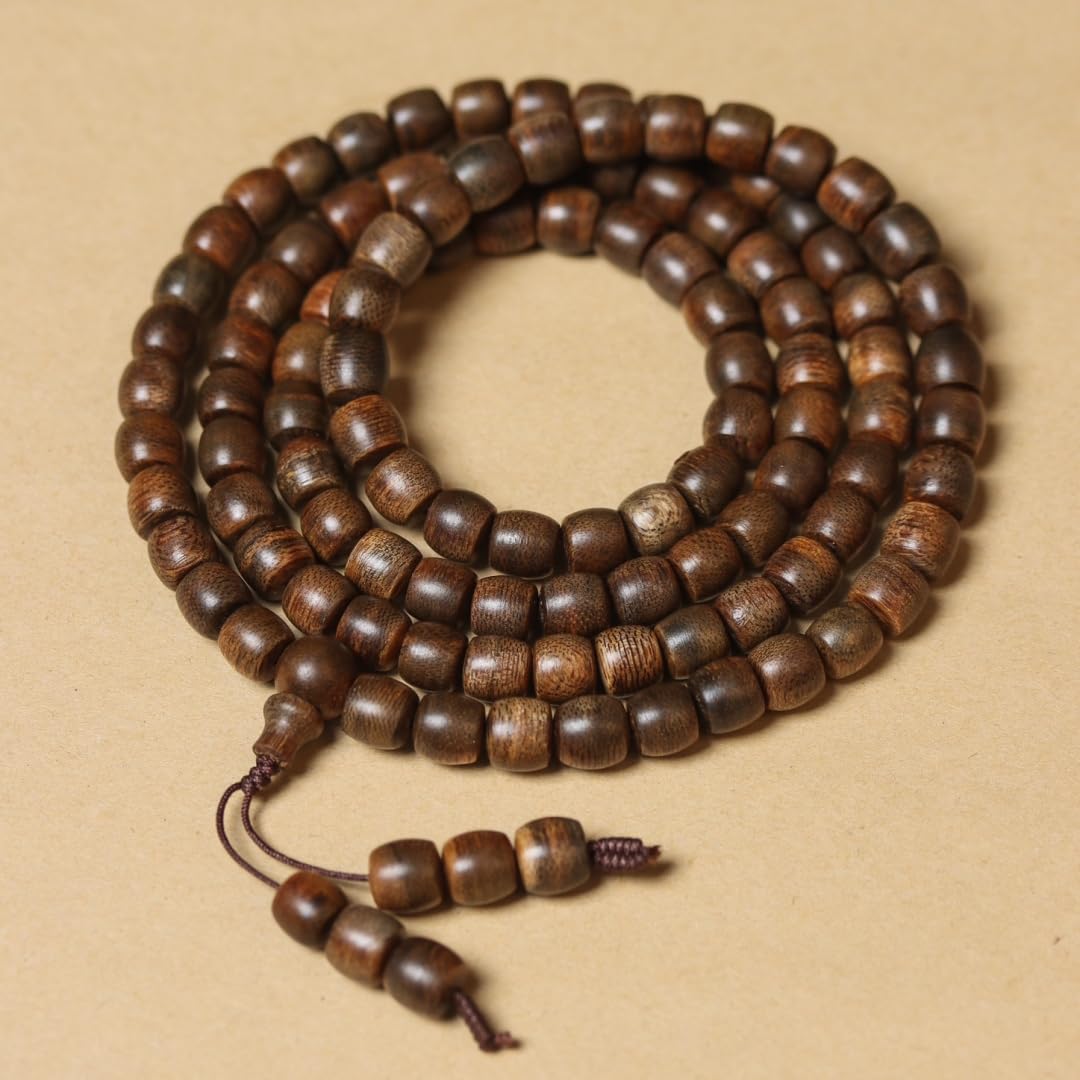 Fusen Red Clay Agarwood Aquilaria Hand-Stranded Prayer Beads Multi-Circle 8mm*108 Beads Barrel-Shaped Beads Floral Honey Aroma Cool Sweet Sinking Grade