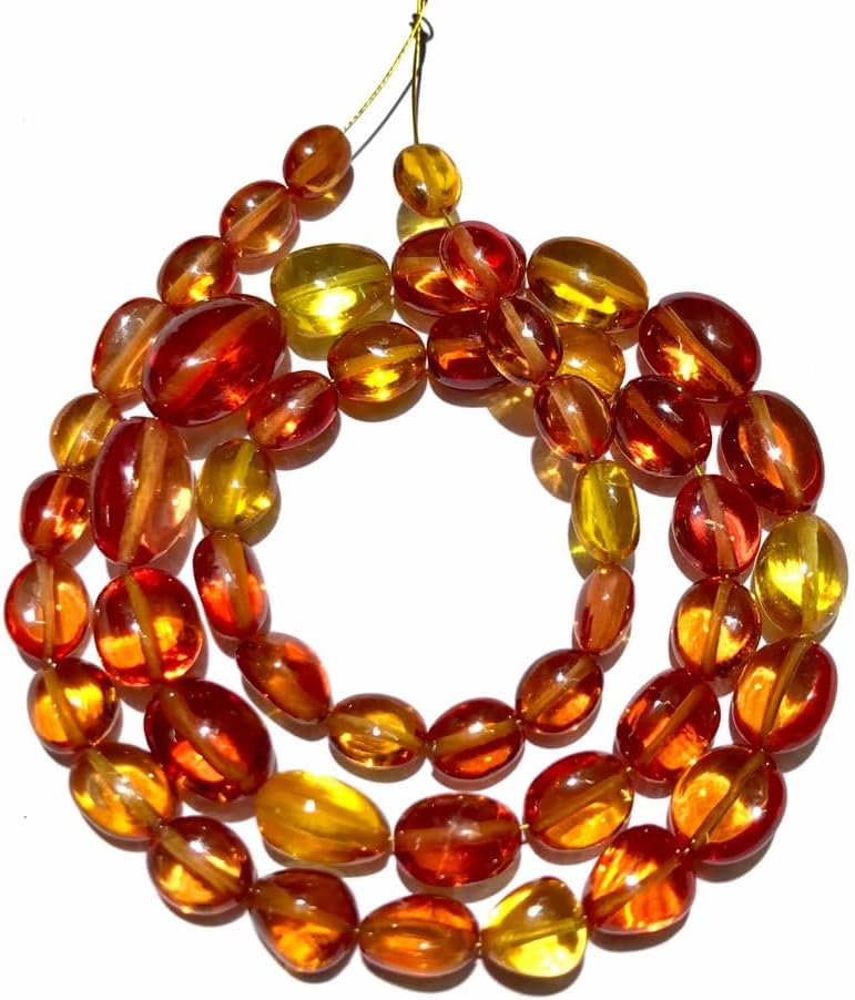 Natural PADPARADSCHA Sapphire Oval Smooth Beads 5-8 MM 16 inch Long String Jewelry Making Gemstone Beads for Necklace Bracelet