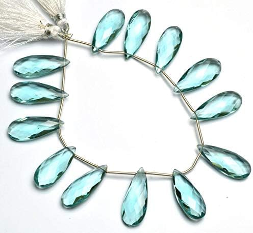 GEMZ 10 inch Strand of Natural Aquamarine Quartz pear Shape Faceted Cut Blue Color briollete Beads for DIY Jewelry Making- Earring Necklace Bracelet.