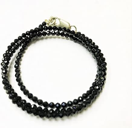 Natural Black Spinal roundelle facated Beads 3 MM 17 inch Long String Jewelry Making Gemstone Beads for Necklace Bracelet