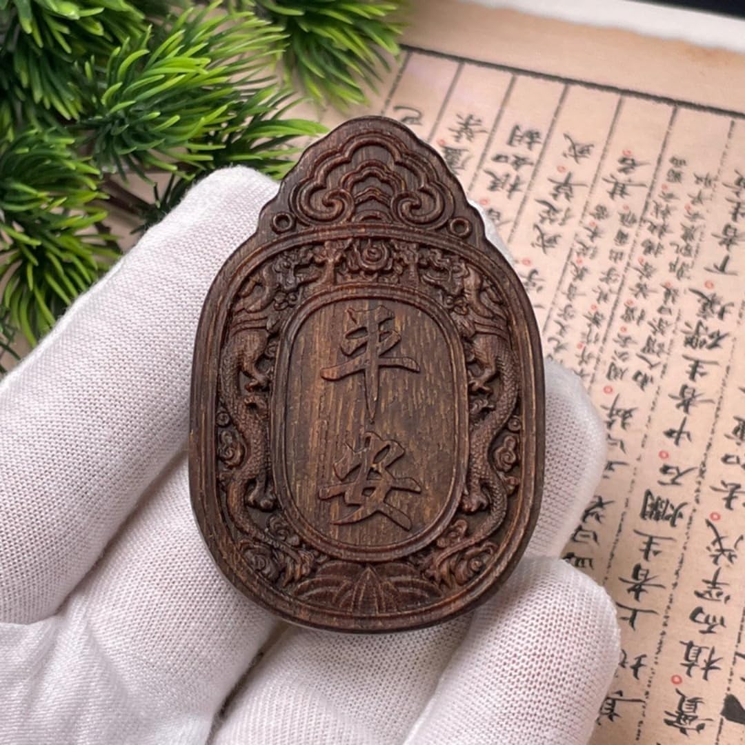 Vietnam Nha Trang White Agarwood Resin Beads with Soft Silk Cord Peace and Safety Amulet Car Pendant