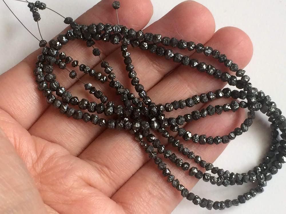 2-3mm Black Diamonds, Black Diamond Rondelles, Diamond Beads, Black Diamond Rondelle For Jewelry, Black Diamond Rondelle Beads (4IN To 16IN), 2-3 MM