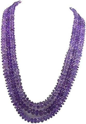 Natural Faceted Purple amethyst 7-8 mm rondelle beads 18 inches necklace Code-HIGH-47376