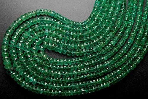 2 x 14 Inches, African Zambian Emerald Faceted Rondelles, Size 4-3mm, Limited Quantity for Low Rate Code-HIGH-3314