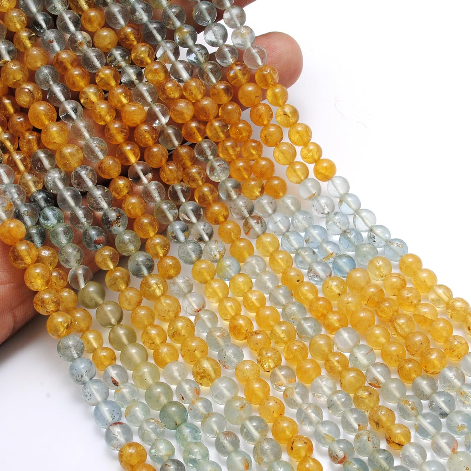 Kanika Creations Natural Multi Aquamarine Beads 5.5–6mm – 65 Pcs, 15