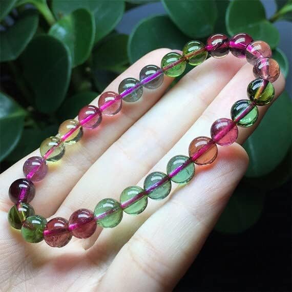 Beads Gemstone 1 Strands Natural Colorful Mix Tourmaline Multi-Color Stretch Bracelet Round Beads 7mm 04441 Code-HIGH-23269