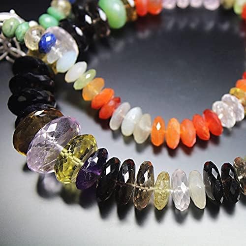 BEADS GEMSTONE Carnelian Smoky Lemon Rose White Quartz Amethyst Faceted Rondelle Gemstone Craft Beads 19 Inch Long Code-HIGH-20758