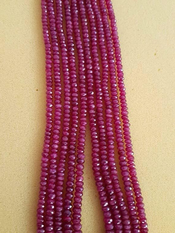 Ruby Glassfilled Beads AAA Quality Pink Ruby Faceted Rondelle Beads 4-7 MM Size 8 Inches Strand