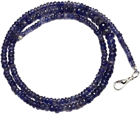Hand_Crafted 16 Inch Natural Iolite 3-7 mm rondelle Faceted Beads for Jewelry Making -YO-NECK-18223