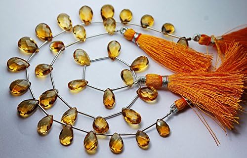13 inch natural beads strand of 9.5-13mm faceted pear citrine gemstone briolletes beads for DIY jewelry - necklace, bracelet, earring, ring.