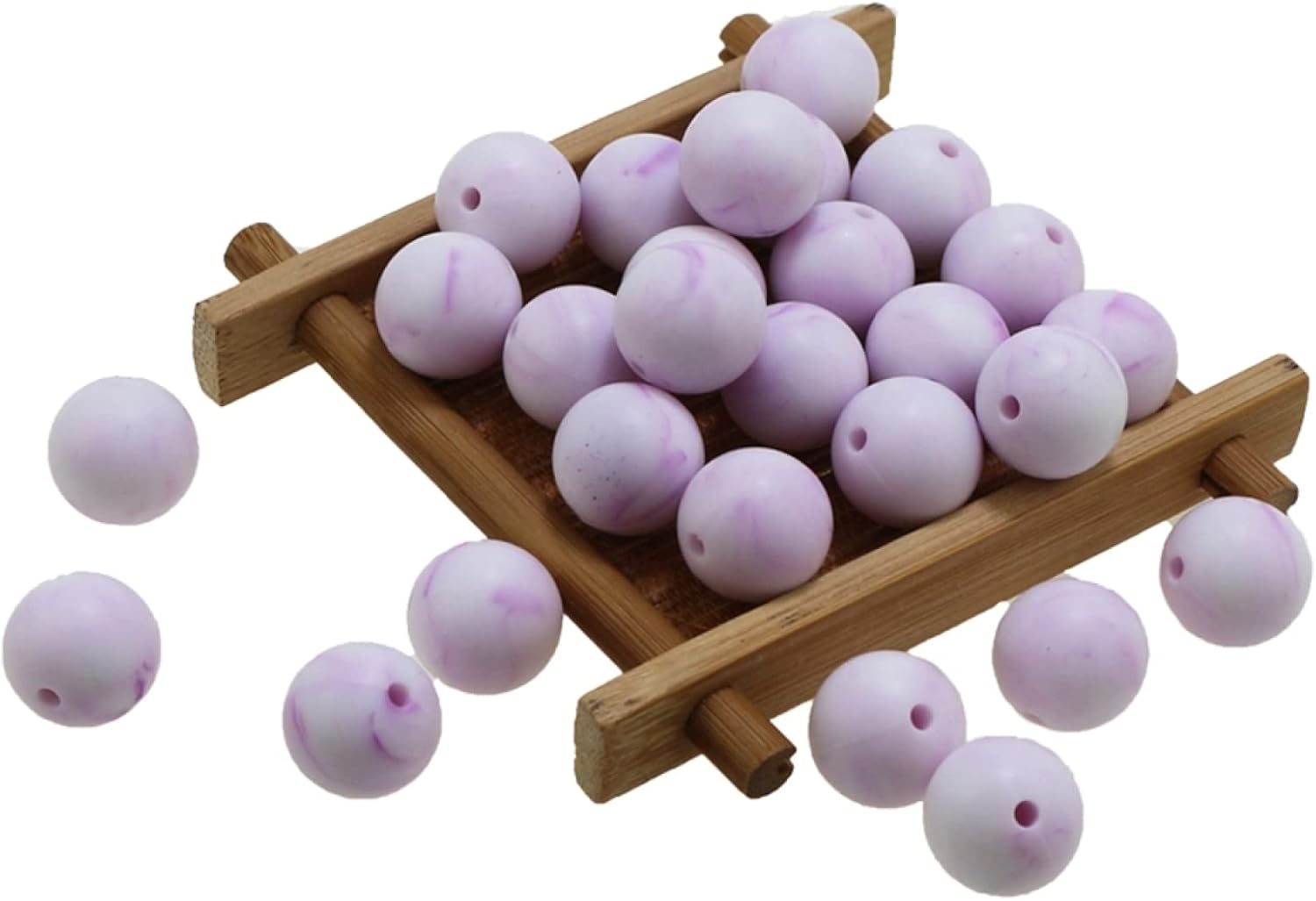 Silicone Beads Bulk 10mm 12mm 15mm 20mm DIY Necklace Bracelet Keychain Making Craft Set Jewelry, Colorful Silicone Beads Bulk Round Marble Silicone Beads Loose with Accessories (15mm Red)