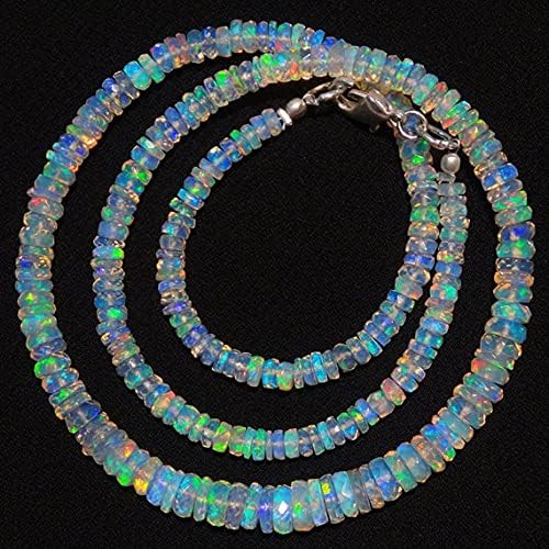 Beads Gemstone 1 Strand Natural Ethiopian Opal Rare Facet Heishi Shape Rondelle Bead Size 4 to 6MM Necklace 17 Inch Code-HIGH-4826