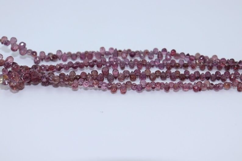 Rare Pink Spinel Faceted Drops Shape Beads 2 * 4mm Teardrops Beads Dark Pink Spinel Drops Shape Beads