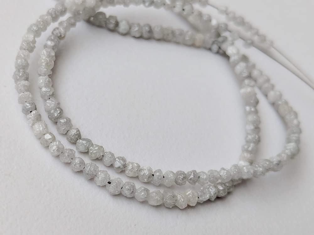 2.5-4mm Natural White Gray Raw Diamond Beads, Rough Diamond Rondelle Beads, White Gray Diamond Beads, Diamond Jewelry (4IN To 16IN) - PPD173, 2.5-4 MM Approx.