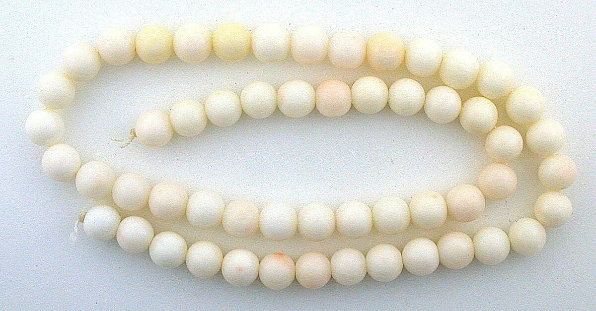 Vintage 7.5mm Round Genuine Italian Angel Skin Coral 15 1/2 Inch Bead Strand
