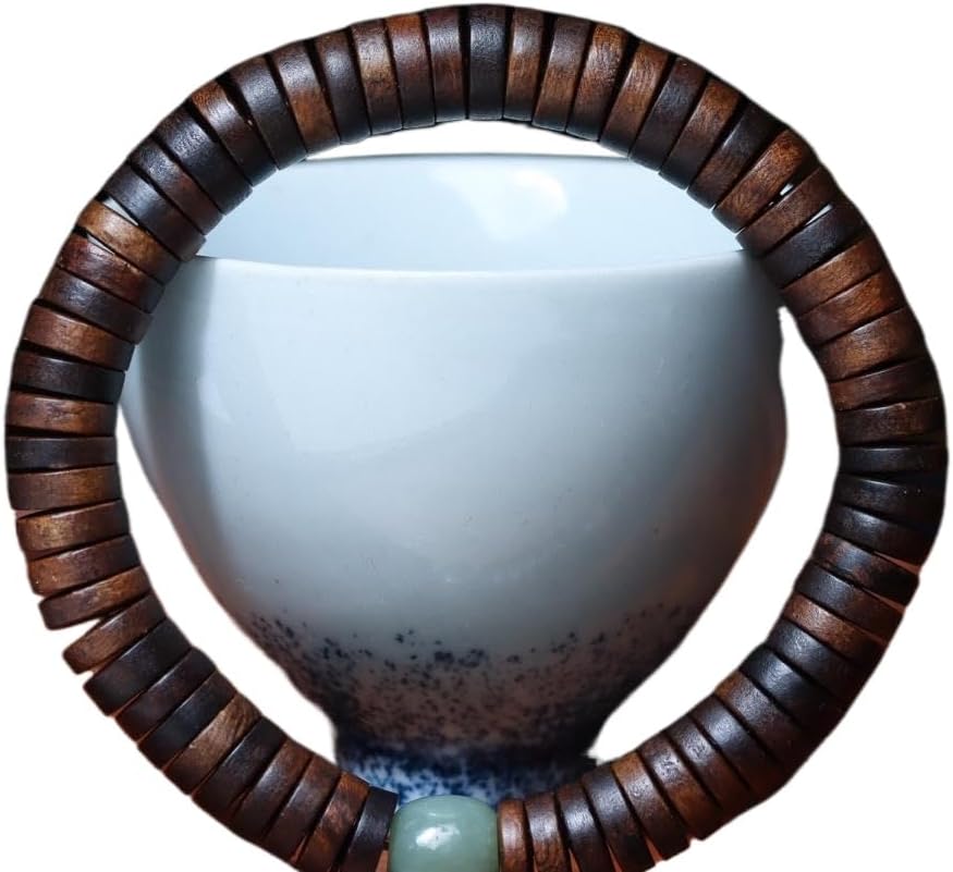 Vietnam Nha Trang Agarwood Burl Sinkwood 10mm Slice Bead Single-Strand Rosary Bracelet Prayer Beads