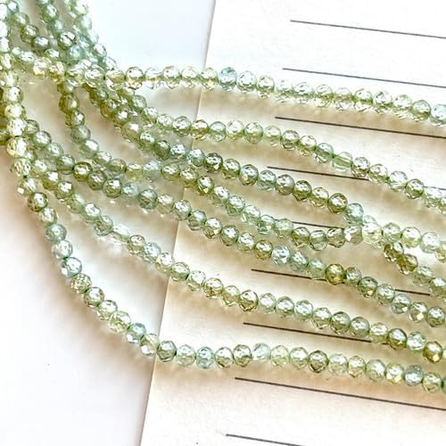 Mint Green Zircon, 2.25mm Rondelle, AAA Gemstone Beads, Faceted Tiny Pastel Gems for Making Jewelry and Beading, Necklace Making Supplies CHIK-STRD-67239