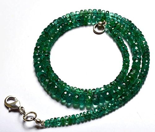 1 Strand Natural 16 Inches Stands AAAA Gems Quality 100% Natural Emerald Transparent Faceted Roundels Beads Necklace 3.5 to 5 MM