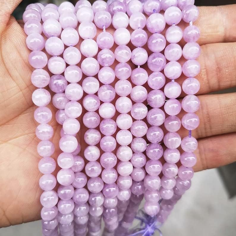 13 inch Strand of Natural gem Kunzite, 8mm Round Smooth Beads for DIY Jewelry Making. | Beads_05018