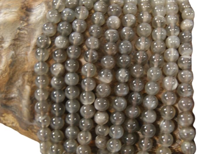 13 inch Strand of Natural gem Gray Moonstone, 10mm Round Smooth Beads for DIY Jewelry Making. | Beads_03963, Grey