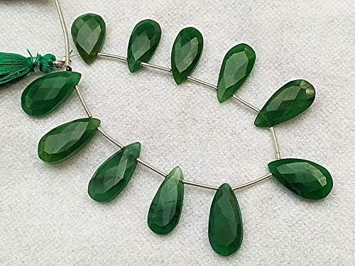 GEMZ 16 inch Strand of Natural Emerald Green Apatite pear Shape Faceted Cut Green Color briollete Beads for DIY Jewelry Making- Earring Necklace Bracelet.