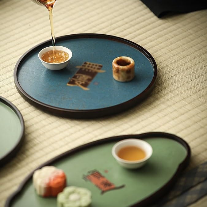 Foodtray Chinese Style Tray Round Tea Set Dry Table Household Small One Person Homestay Service Dining Serving(B,Small)