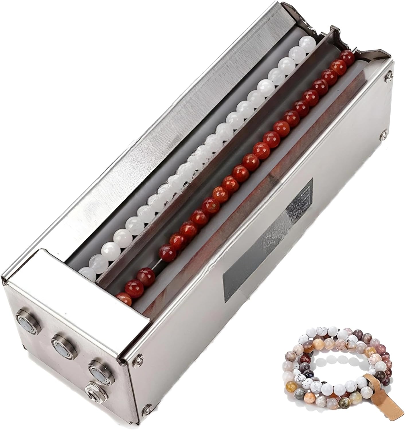 Electric Bead Spinner Stainless Steel,Auto Needle Alignment,3 Speed Adjustable,Dual Channel Bead Stringing,Fast Beading Tool Spinner for Bracelet DIY