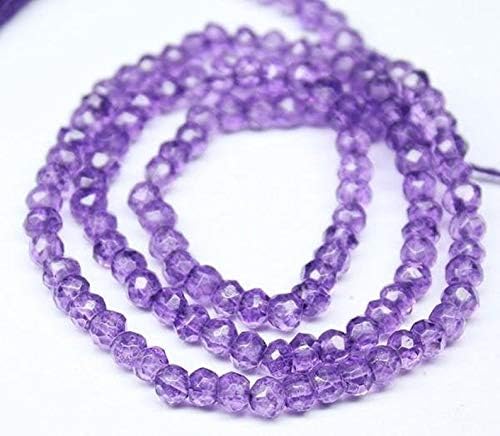 GEMZ 10 inch Strand of Natural Purple Amethyst rondelle Shape Faceted Cut Purple Color Beads for DIY Jewelry Making- Earring Necklace Bracelet.