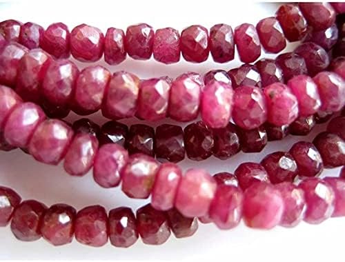 Beads Gemstone 1 Strand Natural Ruby Beads, Micro Faceted Rondelle Beads, 5mm to 3mm Beads, 3 Strands, 19 Inches to 21 Inches Code-HIGH-15406