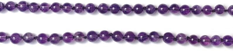 Natural Amethyst 8mm 108 Mala Beads, Spiritual, Meditation Beads, Reiki, Japa Mala, Buddhist Prayer Beads, Yoga Bracelet, healing beads LKMALA-RRGU-3143, 34 inch, purple