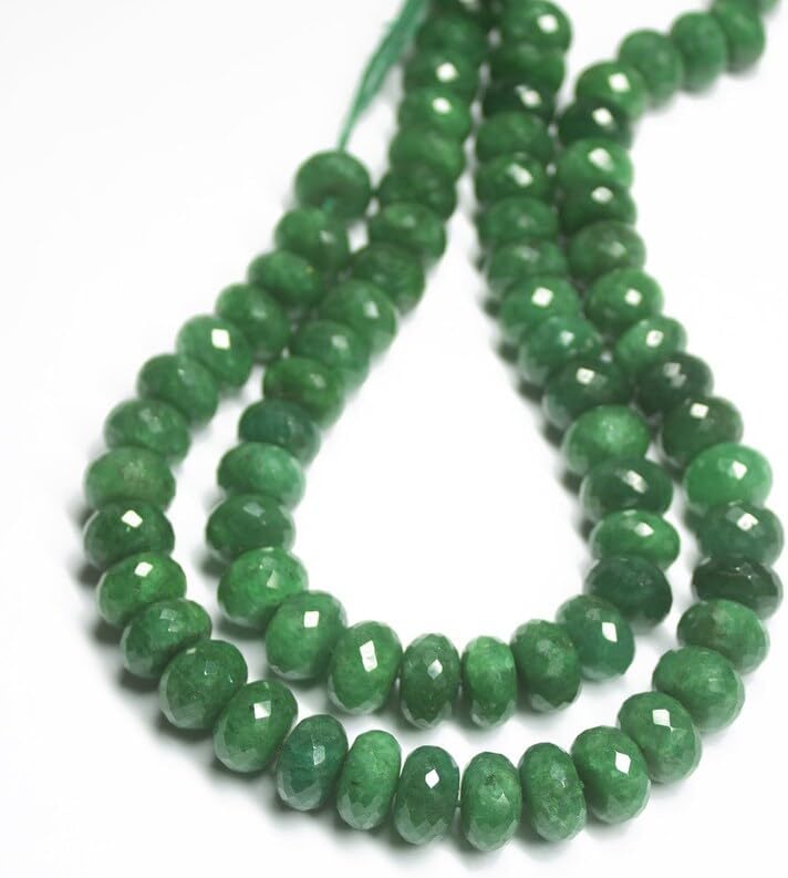 13 inch Strand of Natural gem Green Emerald, 12mm Rondelle Faceted Beads for DIY Jewelry Making. | Beads_04194