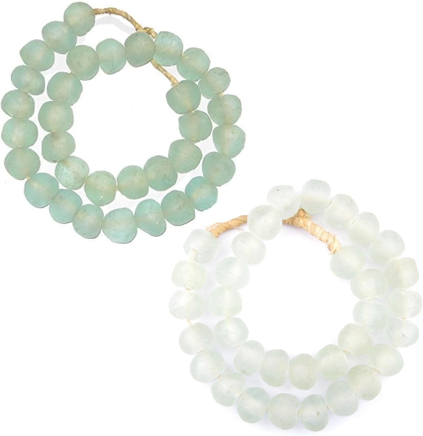 The Bead Chest - Jumbo Recycled Glass Beads Bundle (Clear Aqua & Clear)