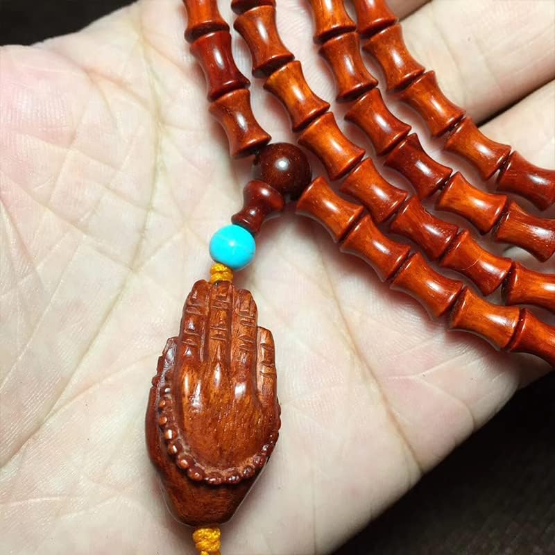 Mascot Wooden Crafts Wood Carving Art Wood Decoration Artwork 小叶紫檀6*8 * 108颗竹节款带星搭配佛手挂坠珠子圆润 光滑细腻手链(小叶紫檀竹节佛手款)